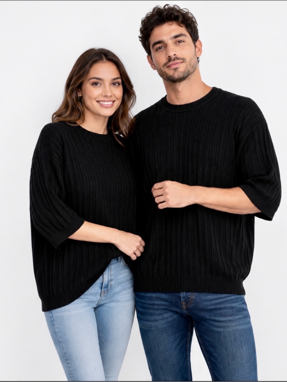 Italian Modal Knit Tee Unisex M Minimalist Soft Luxury Black Shirt